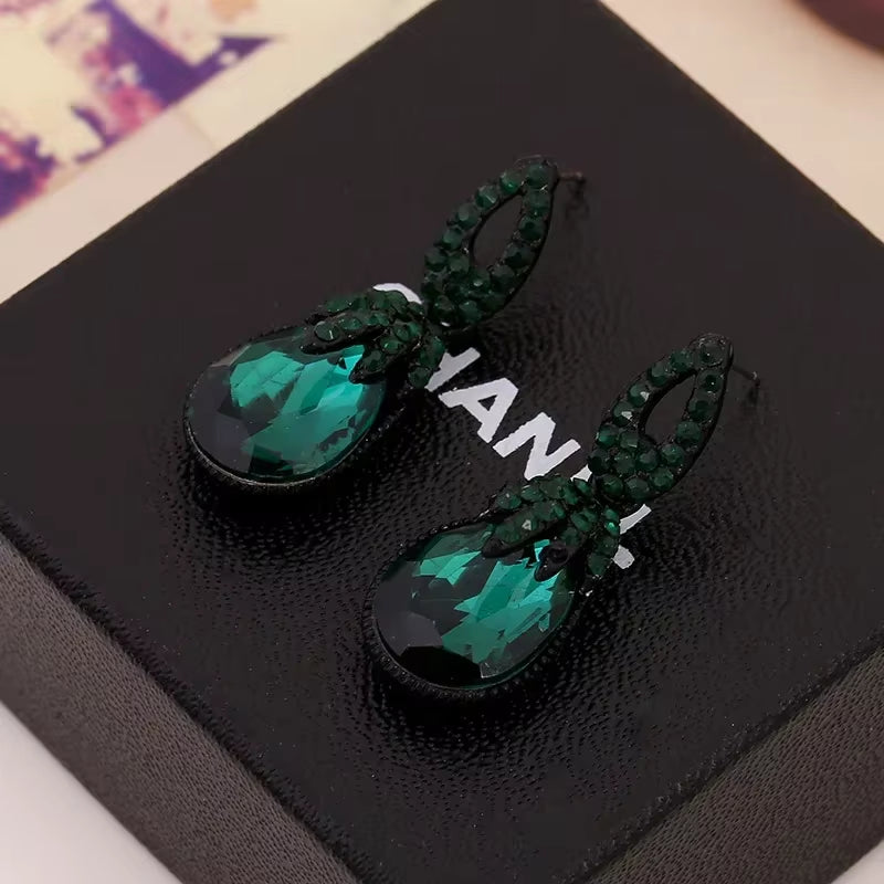  Retro Exotic Boho Dark Green Drop Earrings for Women