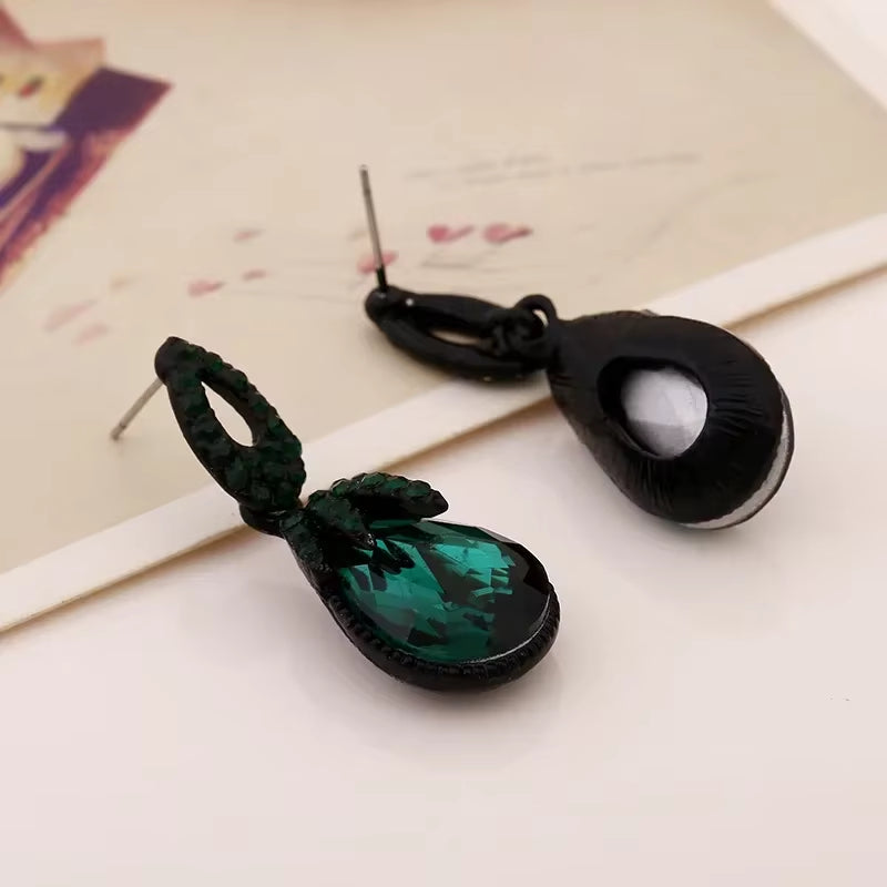  Retro Exotic Boho Dark Green Drop Earrings for Women