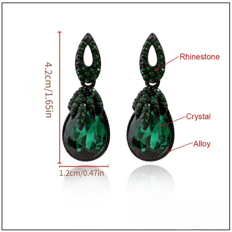  Retro Exotic Boho Dark Green Drop Earrings for Women